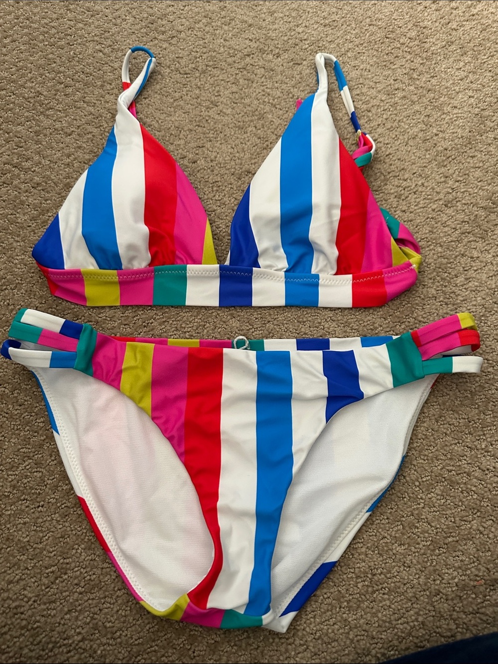 Kids Rainbow Stripe Two-Piece Bikini - Multicolor